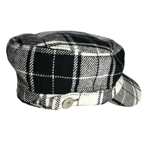 Retro plaid military style cap - Picture 2 of 3